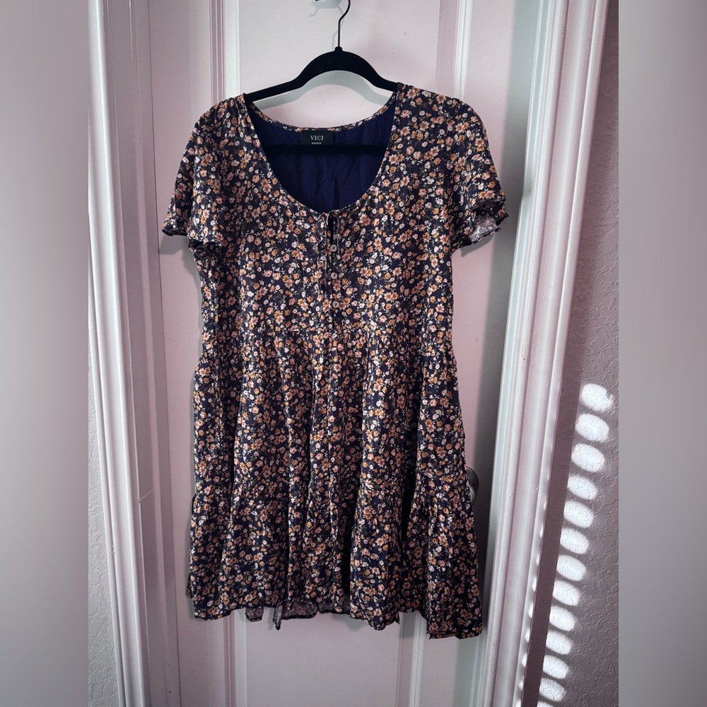 Vici Navy Floral Dress